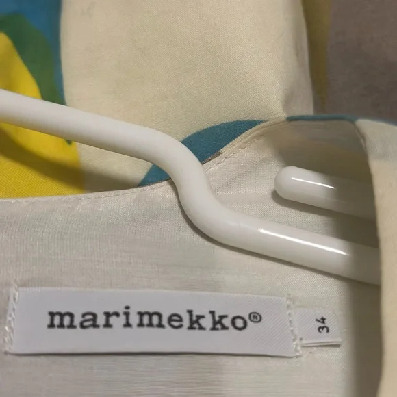 Size 34 US size 4 Marimekko dress. Pattern has gray, white, yellow & teal. - Picture 2 of 2